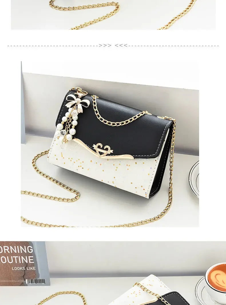 Fashionable Bright Leather Chain Crossbody Bag Women's Single Shoulder Small Square Bag Hot Sale of the Season New Style - LKBA