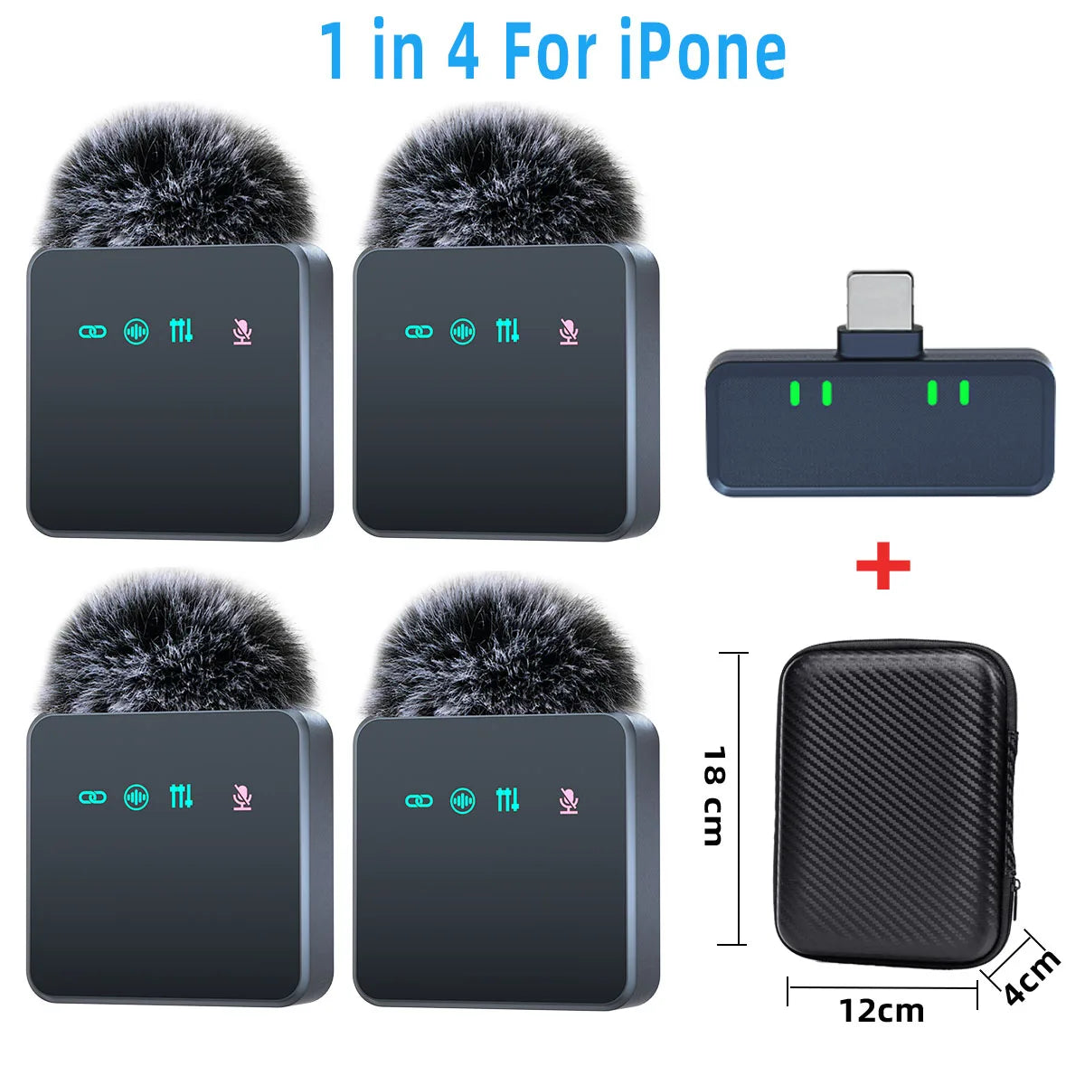 1 In 4 Pink Noise Canceling Lavalier Microphone With Windproof Cap Wireless Mute Function For Cell Phone Portable Audio Video - LKBA