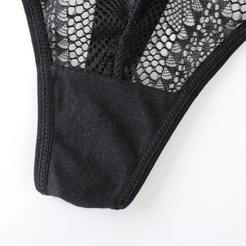 1/2 PCS Women's Lace Thongs Lingerie Intimates Woman T-back Soft T-panties Designed Tangas Mujer Sexy String Panties Thongs Sexy - LKBA