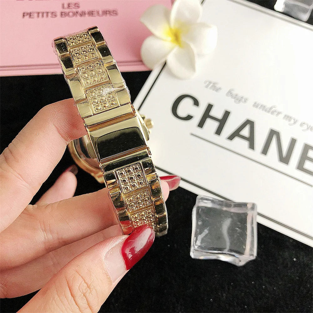 Alloy Steel Bar Inlaid Diamond Watch, Japanese Movement Watch, Fashionable Waterproof Watch, Quartz Watch, Korean Version Fashio - LKBA