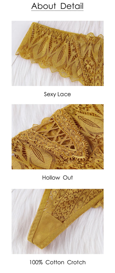 BANNIROU Women's Thongs Underwear Female Intimates T-back G-string Sexy Transparent Lace Low-Rise Panties Lingerie For Woman - LKBA