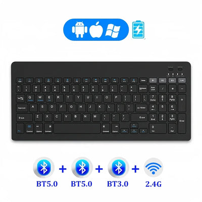 Mode Dual Bluetooth Keyboard BT5.0 3.0 2.4G Wireless Keyboard with Touchpad Gaming Keyboard with Card Slot for Laptop Tablet - LKBA