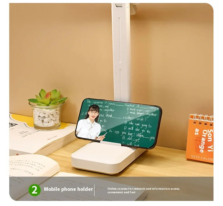 LED double-head desk lamp, 3-level dimmable touch night light, USB rechargeable, eye-protection, foldable bedside reading desk - LKBA