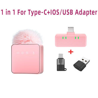1 In 4 Pink Noise Canceling Lavalier Microphone With Windproof Cap Wireless Mute Function For Cell Phone Portable Audio Video - LKBA