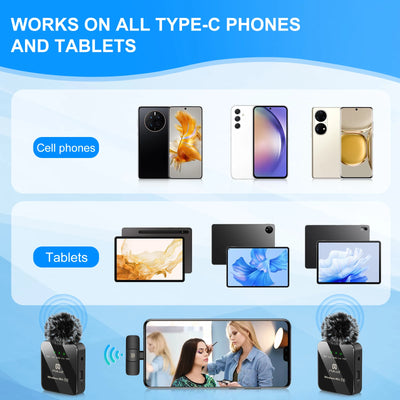 PULUZ Wireless Lavalier Microphone Portable Audio Video Recording Mini Mic for iPhone Android Outdoor Live Broadcast Phone Mic - LKBA