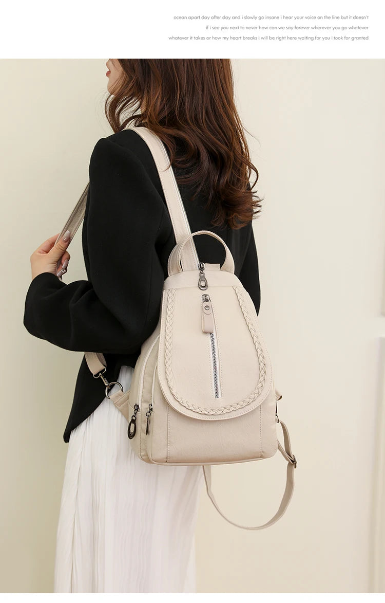 Soft leather shoulder bag for women 2025 new fashionable mini shopping backpack chest bag casual versatile diagonal cross bag - LKBA