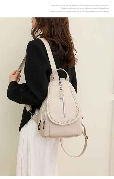 Soft leather shoulder bag for women 2025 new fashionable mini shopping backpack chest bag casual versatile diagonal cross bag - LKBA