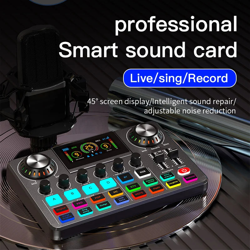 Live broadcast blog equipment Live sound card with microphone Set Bluetooth Audio Recording Mixer - LKBA