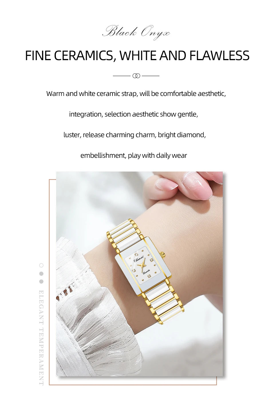 CHENXI 104A Couple's Quartz Watch Gold Black and White Ceramic Luxury Watch Men's and Women's Valentine's Day Gift Watch reloj - LKBA