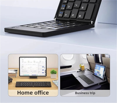 Mini Foldable Wireless Keyboard Slim Portable Bluetooth Keyboard Rechargeable Folding Keyboard - LKBA