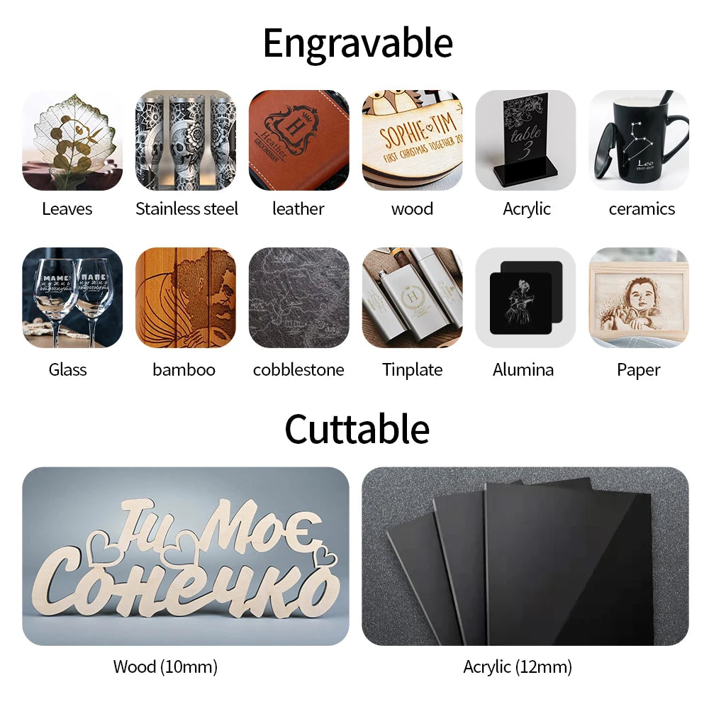 ACMER S1 6W Mini Laser Engraver Portable Small Laser Engraving Cutting tool Machine DIY for Logo Wood  leather Acrylc Beginner - LKBA