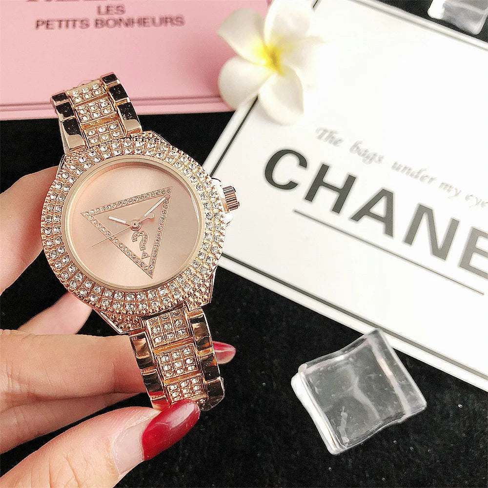 Alloy Steel Bar Inlaid Diamond Watch, Japanese Movement Watch, Fashionable Waterproof Watch, Quartz Watch, Korean Version Fashio - LKBA