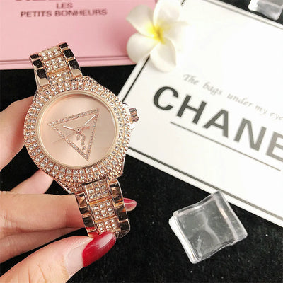 Alloy Steel Bar Inlaid Diamond Watch, Japanese Movement Watch, Fashionable Waterproof Watch, Quartz Watch, Korean Version Fashio - LKBA