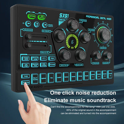 Audio Mixer with Voice changer, Podcast Mixer, Sound Card for Phone Gaming Karaoke Studio Live Streaming Podcast - LKBA