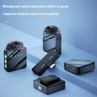 1 In 4 Pink Noise Canceling Lavalier Microphone With Windproof Cap Wireless Mute Function For Cell Phone Portable Audio Video - LKBA