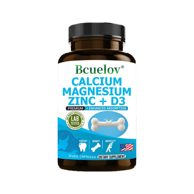 Bcuelov Calcium Magnesium Zinc Vitamin D3 Supplement - Bones Teeth Muscles Nerves Metabolism Protein Synthesis Immune System - LKBA