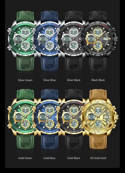 POEDAGAR LED Luxury Men Watch Luminous Week Date Dual Time Display Digital Man Clock Alarm Electronic Men's Quartz Watches Reloj - LKBA