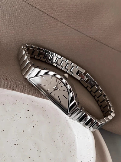 Women Watch Gold Half Moon Dial Medium Antique Fashion Niche Unique Design Ladies Quartz Watch - LKBA