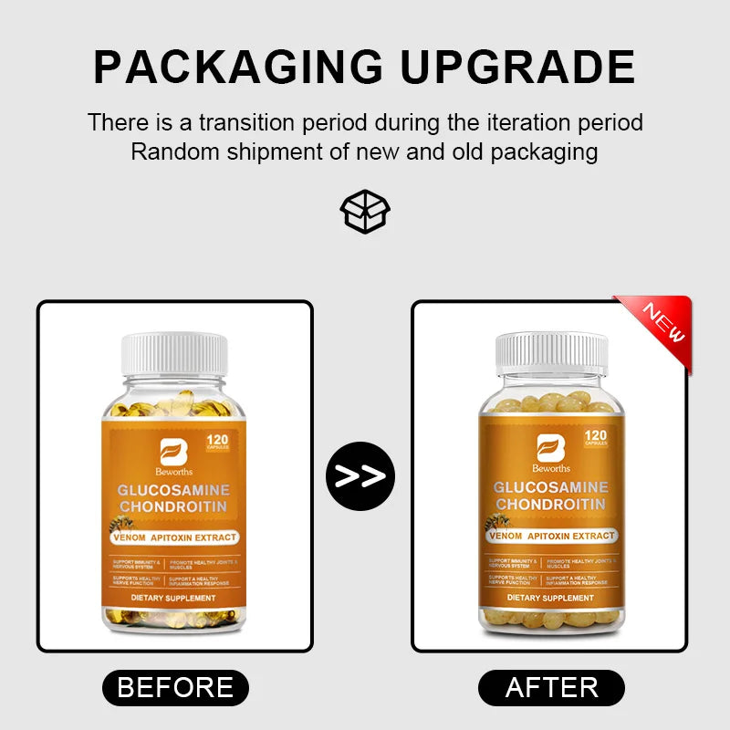 Glucosamine Chondroitin Bee Venom Extract Capsules for Joint & Knee Health No Pain Discomfort of Bones and Joint - LKBA