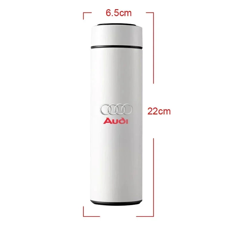 New Car Smart Thermos Bottle Temperature Stainless Travel Mug Emblem For Audi A7 A8 A3 A4 A5 A6 TT Q3 Q5 Q7 A1 B5 B6 B7 B8 B9 8P - LKBA