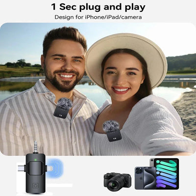 3 in 1 Microphone for iPhone/Android, Wireless, for Record Interview - LKBA