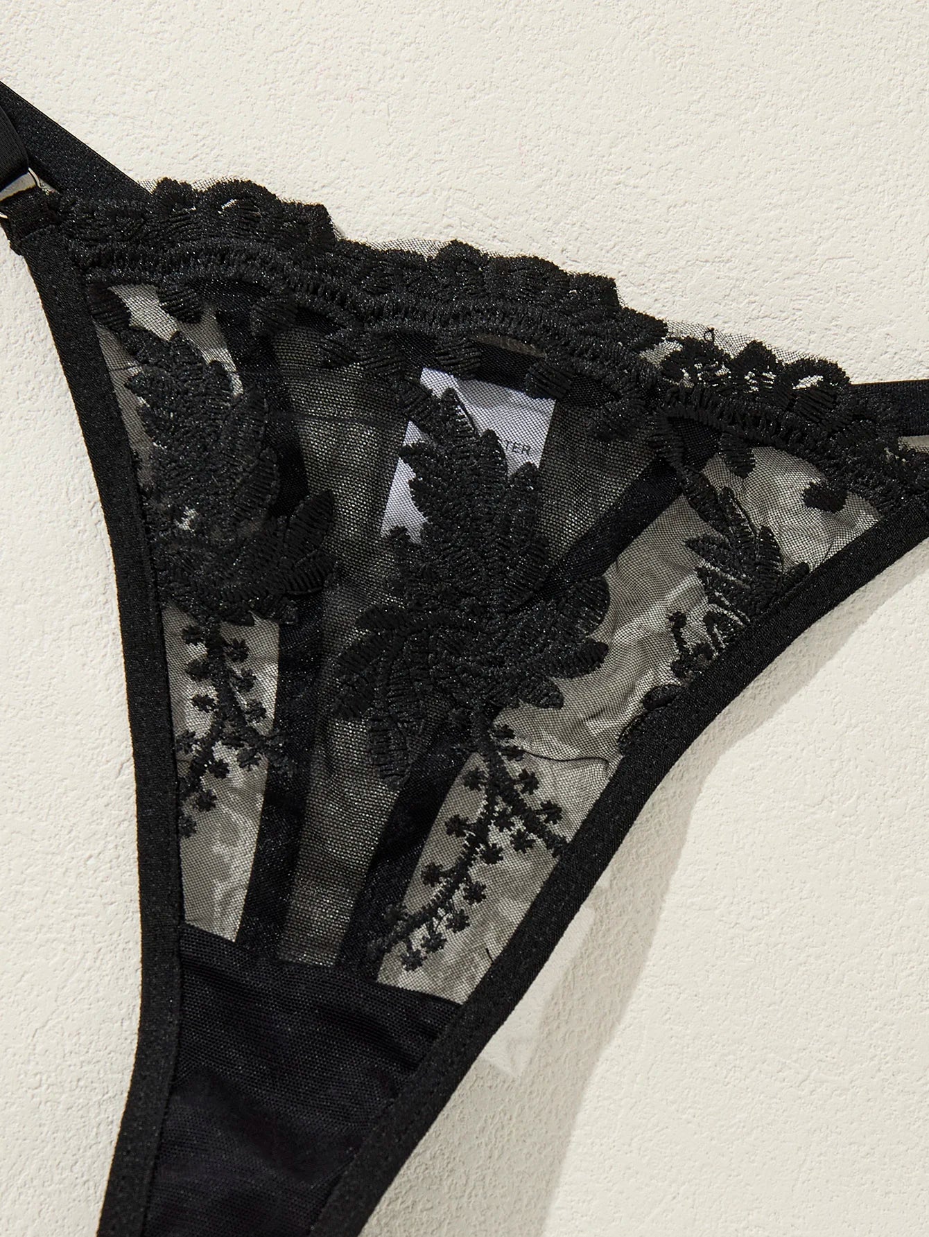 Ladies' wine-red countryside style wheat ear embroidery semitransparent nightgown - LKBA