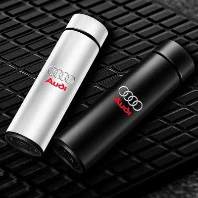 New Car Smart Thermos Bottle Temperature Stainless Travel Mug Emblem For Audi A7 A8 A3 A4 A5 A6 TT Q3 Q5 Q7 A1 B5 B6 B7 B8 B9 8P - LKBA