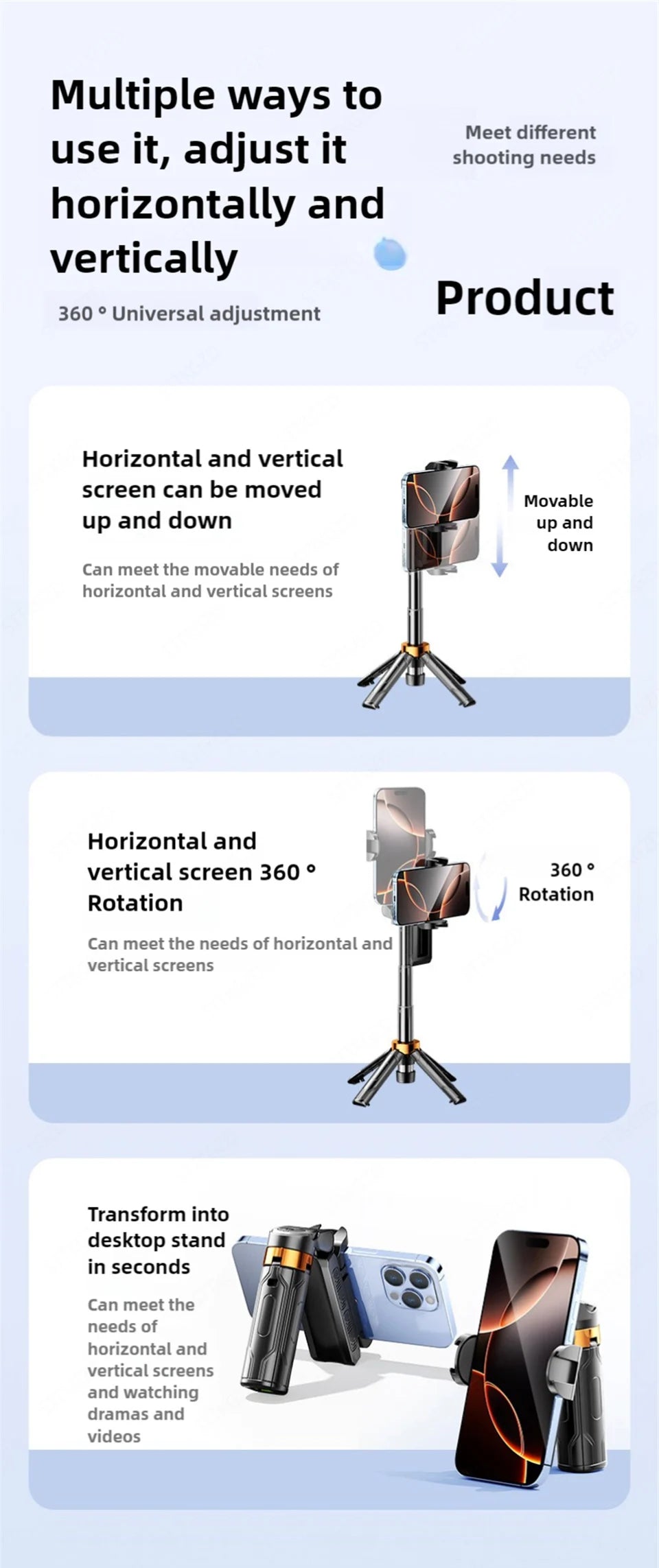 Super Mini Selfie Stick Phone Holder Shooting Bluetooth Remote for Live Broadcast - LKBA