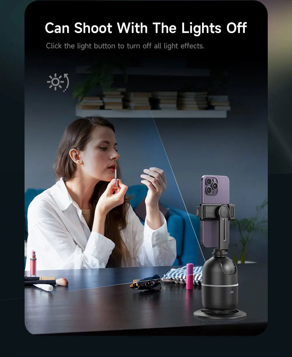 360°Auto Smart Face Tracking AI Gimbal Desktop Cell Phone Holder Tripod for Camera Vlog Live - LKBA