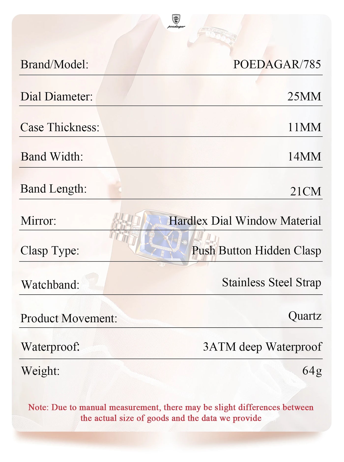 POEDAGAR Luxury Casual Ladies Watch Stainless Steel Waterproof Date Fashion Woman Wristwatch High Quality Quartz Women's Watches - LKBA