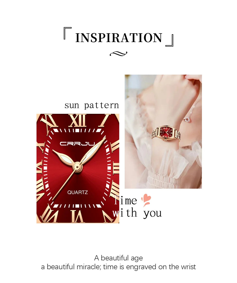 CRRJU Waterproof Women's Square Quartz Dress Watch Ladies Steel Bracelet Wristwatch Relogio Feminin - LKBA