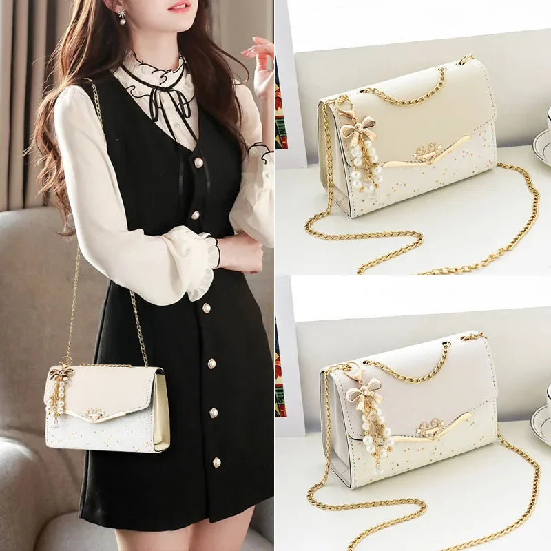 Fashionable Bright Leather Chain Crossbody Bag Women's Single Shoulder Small Square Bag Hot Sale of the Season New Style - LKBA