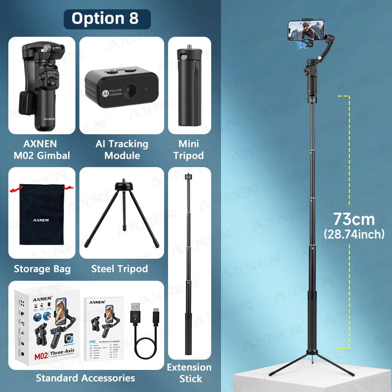 M02 Gimbal Smartphone Stabilizer 3-Axis Anti-shake Video Record Handheld Selfie Gimbals