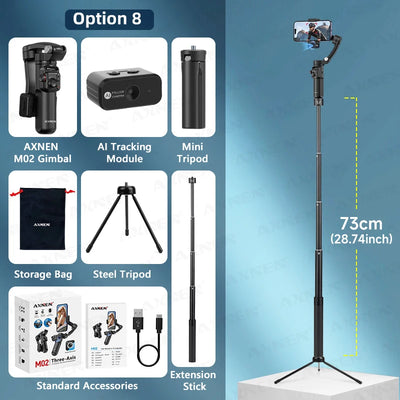 M02 Gimbal Smartphone Stabilizer 3-Axis Anti-shake Video Record Handheld Selfie Gimbals