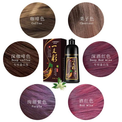 500ML Natural Soft Shiny Brown Golden Cover White Hair Dye Shampoo Wine Red Purple Hair Color Shampoo Black Grey Hair  Men Women - LKBA