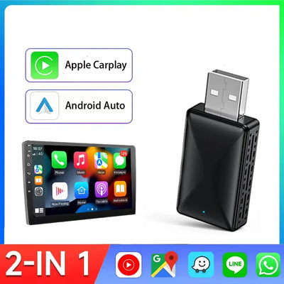 Wireless Carplay Adapter Android Auto Wireless Smart Dongle 2in1 For Volvo Benz Audi Kia Hyundai VW Mazda Cadillac MG Peugeot - LKBA