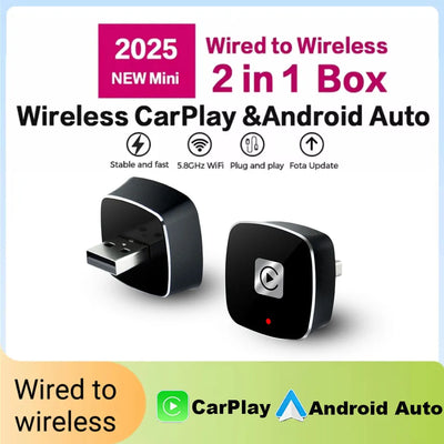 Wireless 2 in1 Carplay Adapter for Android iPhone Auto Wired to Wireless AI Box USB Connection For Volvo Benz Mg Kia Chery VW - LKBA