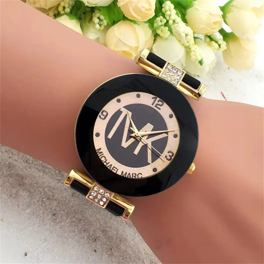 Fashion TVK Brand Women's Watch Simple Luxury Rhinestone Watch for Women Quartz Watch Casual Silicone Strap Ladies Clock - LKBA