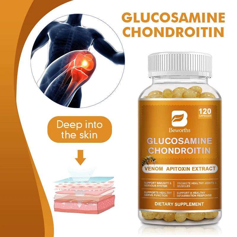 Glucosamine Chondroitin Bee Venom Extract Capsules for Joint & Knee Health No Pain Discomfort of Bones and Joint - LKBA