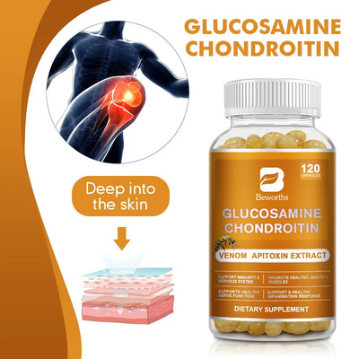 Glucosamine Chondroitin Bee Venom Extract Capsules for Joint & Knee Health No Pain Discomfort of Bones and Joint - LKBA