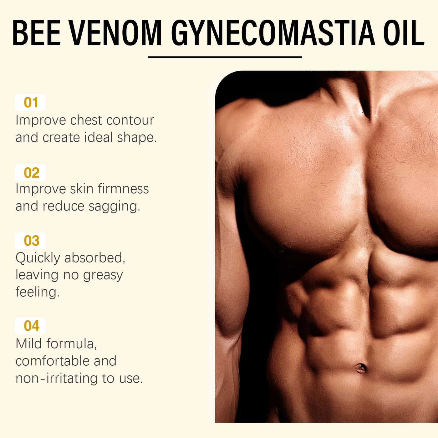 Man Chest Firming Oil Gynecomastia Tightening Remove Excess Fat Strengthen Chest Muscles - LKBA