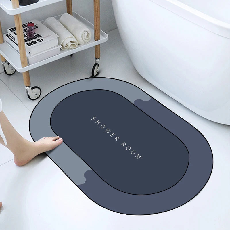 Super Absorbent Bathmat Quick Drying Bathroom Rug Non-Slip Entrance Doormat Floor Mats Toilet Carpet Bath - LKBA