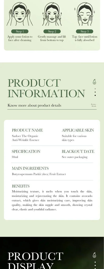 Avocado Face Essence Organic Shea Butter Moisturizing Anti-Aging Whitening Repairing Nourish Smooth Facial Serum Skin Care - LKBA