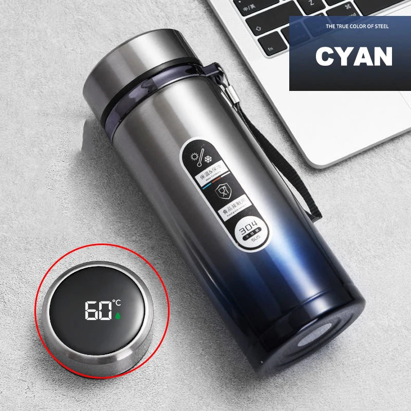 500ML-1Liter Stainless Steel Thermos Bottle with LED Temperature Display Sus304 Tea Water Bottle Vacuum Flask Portable Cups - LKBA