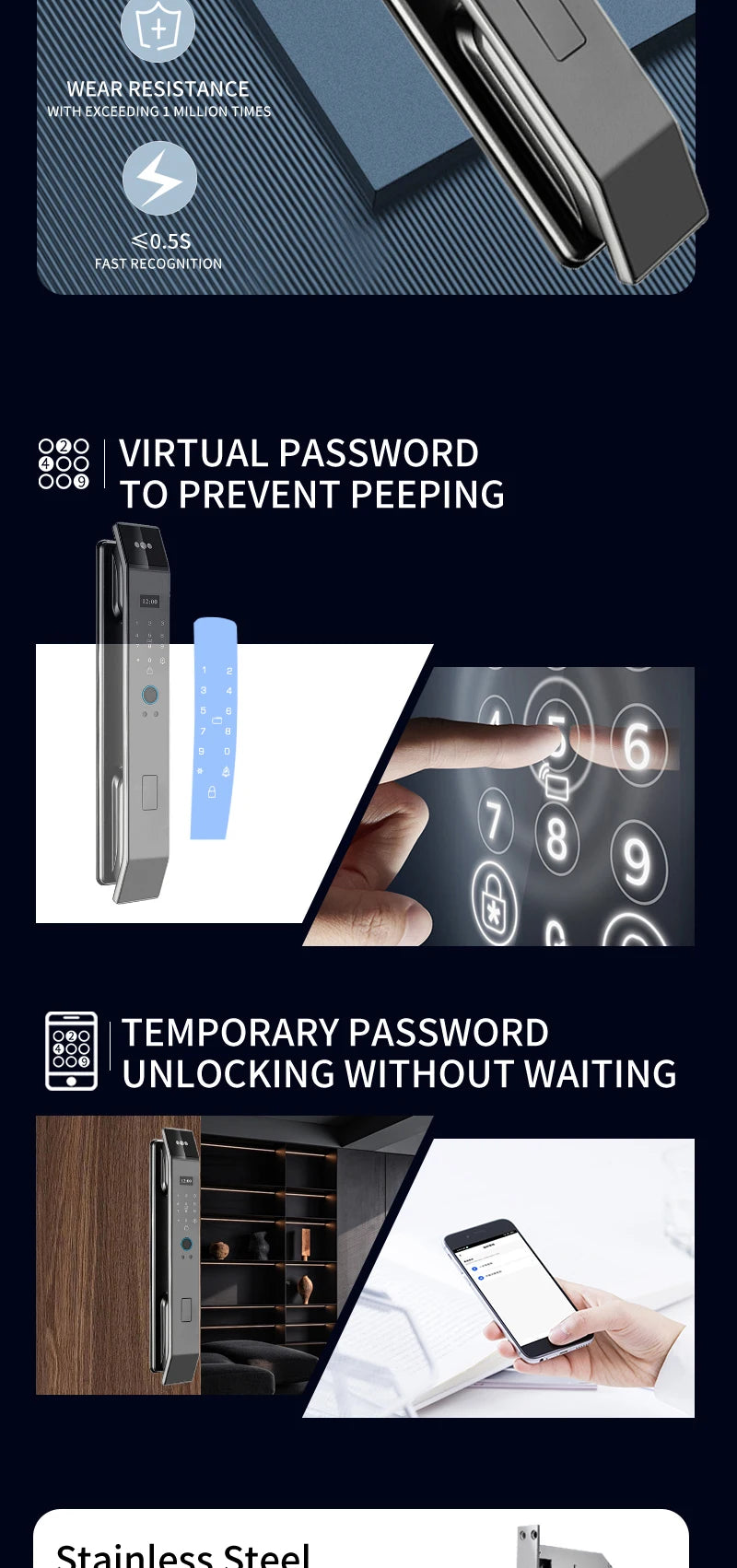 XSDTS Wifi Tuya APP Face Recognition Smart Door Lock with Camera Video Call Voice Intercom Digital Door Lock Automatic Door Lock - LKBA