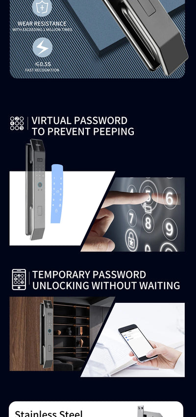 XSDTS Wifi Tuya APP Face Recognition Smart Door Lock with Camera Video Call Voice Intercom Digital Door Lock Automatic Door Lock - LKBA