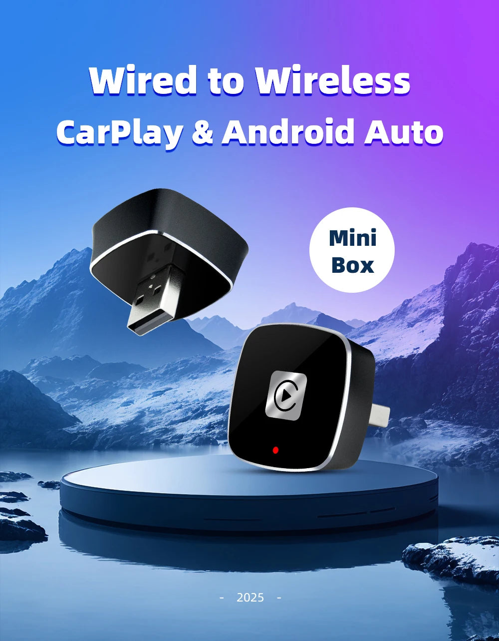 Wireless 2 in1 Carplay Adapter for Android iPhone Auto Wired to Wireless AI Box USB Connection For Volvo Benz Mg Kia Chery VW - LKBA