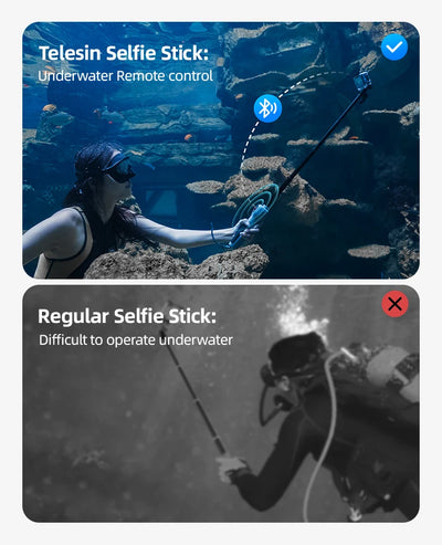 Underwater Selfie Stick Waterproof Diving Extendable Selfie Stick Wireless Remote Control - LKBA