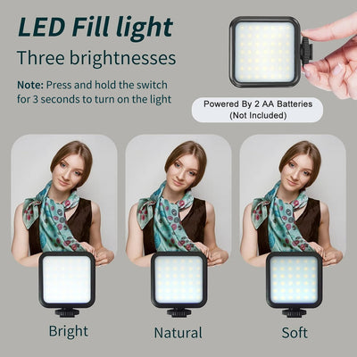 Portable Vlogging Kit 48IN Phone Camera Tripod with Microphone LED Light for Photo Vlog Selfie Interview Live Streaming - LKBA