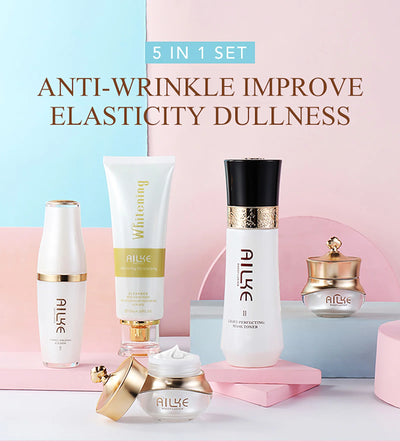 AILKE Whitening Anti-wrinkle Freckle Face Cream With Collagen Hyaluronic Acid Rose Skin Care Women Korean Facial Moisturizer Set - LKBA